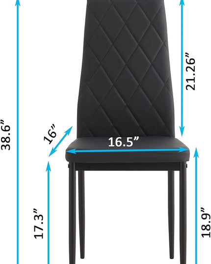 NicBex Dining Table for 6 Kitchen & Dining Room Tables 7-Piece Dining Table Set Modern Dining Table and Chair Glass Dining Table with 4 Chairs for Small Space, Black - LeafyLoom