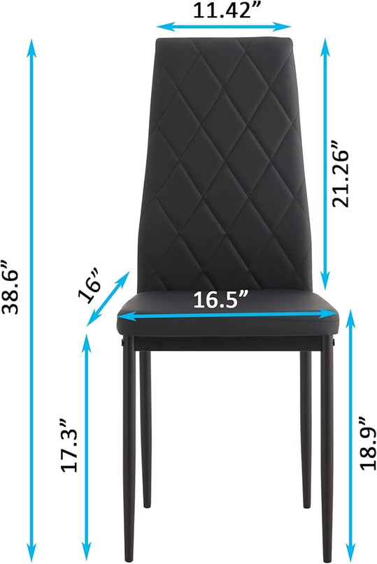 NicBex Dining Table for 6 Kitchen & Dining Room Tables 7-Piece Dining Table Set Modern Dining Table and Chair Glass Dining Table with 4 Chairs for Small Space, Black - LeafyLoom