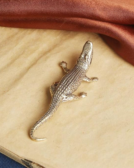 Vintage Solid Brass Crocodile Figurine - Exquisite Desk Decor for Collectors - Perfect Home or Office Accent(Crocodile) - LeafyLoom