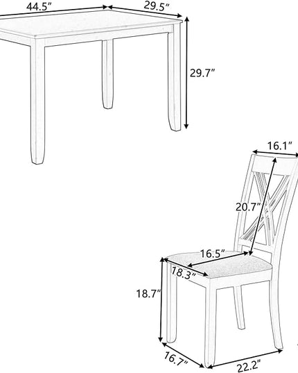 NicBex Dining Table Set for 4 Kitchen Table and Chairs Wood 5-Piece Dining Table Set with 4 X-Back Chairs for Small Places for Small Space, Apartment, Studio, White - LeafyLoom