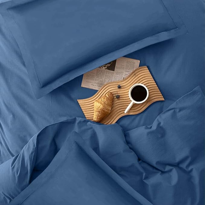 ETDIFFE Blue Comforter Set King Size, 3 Piece Aesthetic Modern Bedding Set - Soft & Lightweight All Season Microfiber Down Alternative Bed Comforter with 2 Pillow Shams for Women Men - LeafyLoom