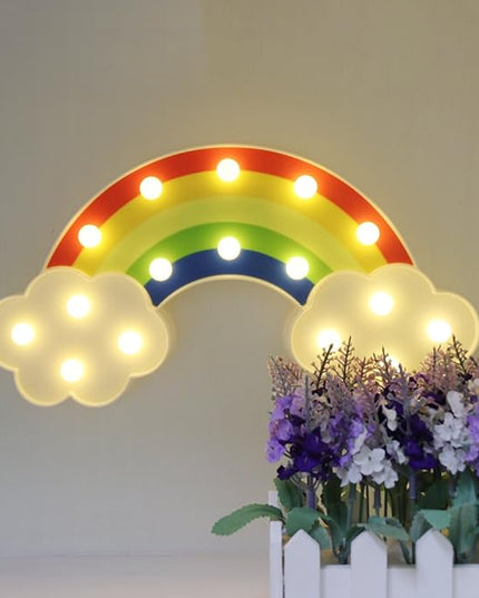 GUOCHENG Rainbow Marquee Night Light Battery Operated LED Night Table Lamps for Children Bedroom Nursery, Christmas Birthday Gifts for Kids - LeafyLoom