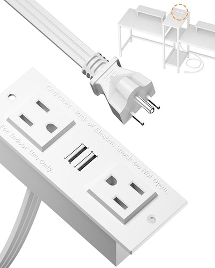 Furologee Charging Station for White 2 Penson Desk with LED Lights and Monitor Stand - LeafyLoom