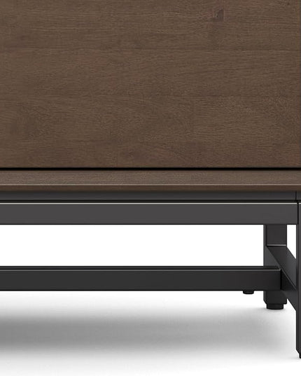 SIMPLIHOME Banting SOLID HARDWOOD Wide Modern Industrial Media Stand for TVs up to 80 inches for The Living Room and Entertainment Center, 72 inch, Walnut Brown - LeafyLoom