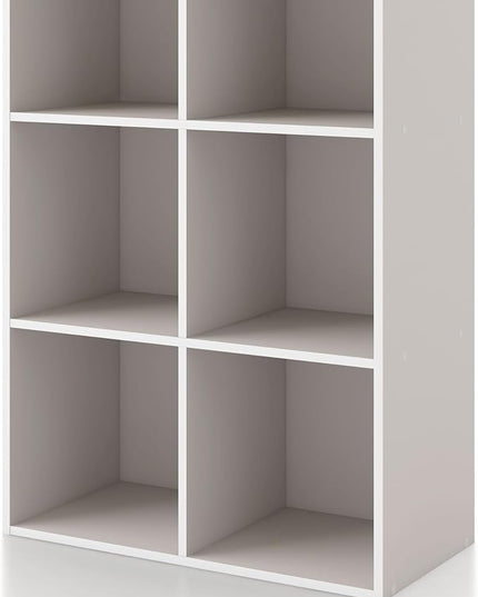 Apexa 6 Cube Storage Organizer Shelves, Stackable Wood Bookcase Fits Cubby Bins for Organization, Dorm Teen Room Decor & Home Office, Greige - LeafyLoom