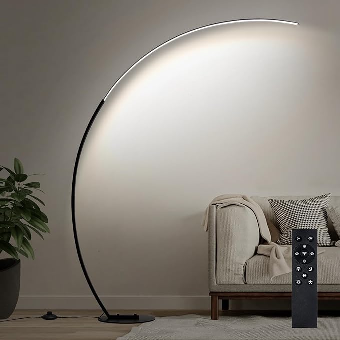 Dimmable LED Floor Lamp with 3 Color Temperatures, Ultra Bright 2000LM Arc Floor Lamps for Living Room, Modern Standing Tall Lamp with Remote Control Reading Floor Lamp for Bedroom Office Classroom - LeafyLoom