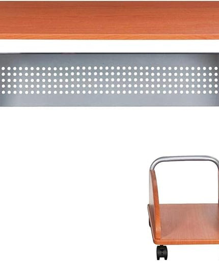 TECHNI MOBILI Modern Computer Desk With Mobile CPU Caddy. Color: Dark Honey - LeafyLoom
