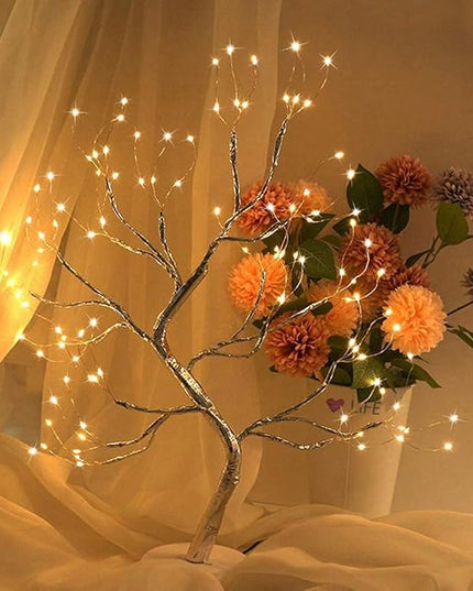 Bonsai Tree Light for Room Decor, Aesthetic Lamps for Living Room, Cute Night Light for House Decorations, Good Ideas for Gifts, Weddings, Festivals, Christmas... (Warm White, Gold Trunk, 108 LED) - LeafyLoom