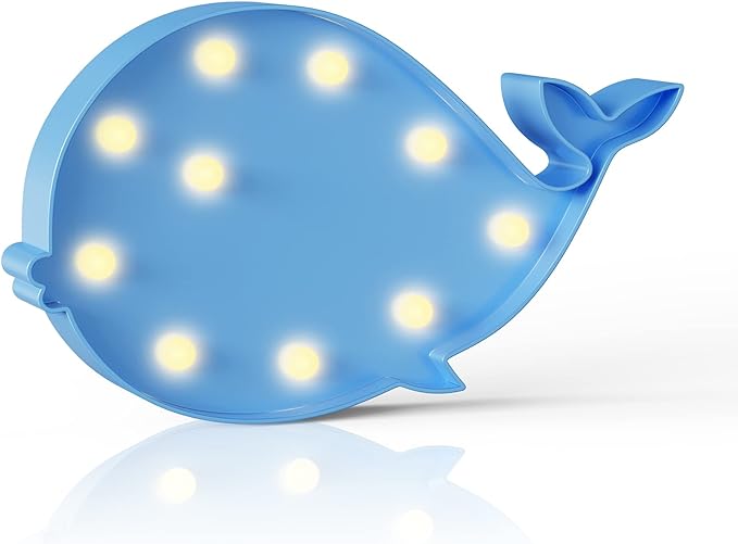 Blue Whale Decor, Whale Party Decorations, Battery Powered Whale Night Light, Under The Sea Party Decorations, Ocean Party Decorations, Ocean Nursery decor - LeafyLoom