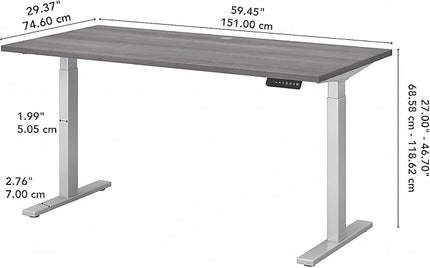 Bush Business Furniture Move 60 Series Electric Ergonomic Sit-Stand Computer Table for Home and Professional Office, 60W x 30D, Platinum Gray - LeafyLoom