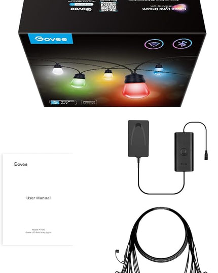 Govee Smart Outdoor String Lights H7020, RGBIC Warm White 48ft LED Bulbs for Halloween Decorations, Christmas, WiFi Patio Lights Work with Alexa, Google Assistant, APP Control, IP65 Waterproof Govee