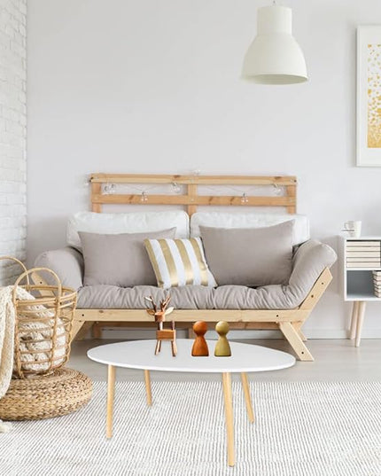 Oval Coffee Table Midcentury Modern Coffee Table Wood Coffee Table Modern Coffee Table for Living Room, Small Modern Furniture for Home, 39.3" D x 19.6" W x 16.5" H - LeafyLoom