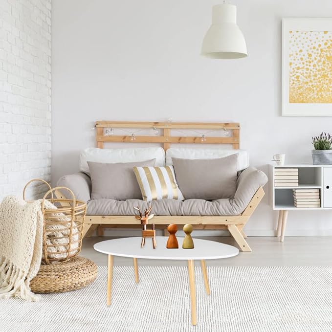 Oval Coffee Table Midcentury Modern Coffee Table Wood Coffee Table Modern Coffee Table for Living Room, Small Modern Furniture for Home, 39.3" D x 19.6" W x 16.5" H - LeafyLoom