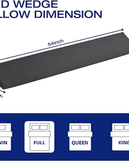 Full Bed Wedge Pillow for Headboard Pillow Wedge for Sleeping Full Size Long Pillow For Bed Gap Filler(0-8") Plus Bed Pillow For Headboard Gap Filler for Loft Bed Mattress Pillow Wedge Bedding Grey - LeafyLoom