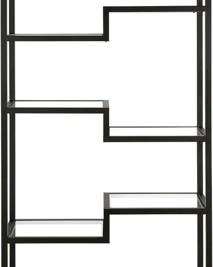 Henn&Hart 68" Tall Rectangular Bookcase in Blackened Bronze, for Home Office, Living Room - LeafyLoom