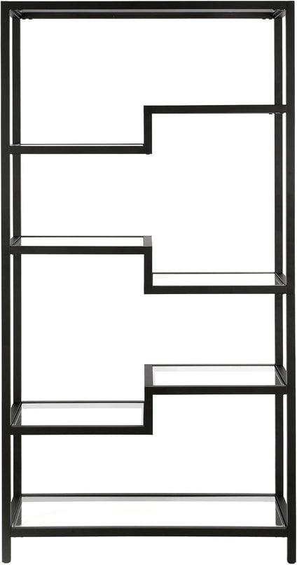 Henn&Hart 68" Tall Rectangular Bookcase in Blackened Bronze, for Home Office, Living Room - LeafyLoom