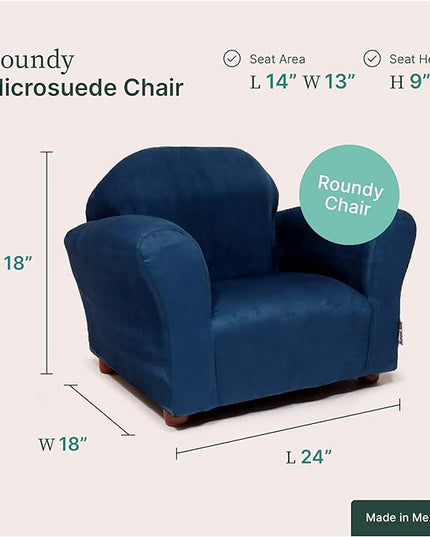 Keet Microsuede Children's Chair, Roundy,Wood, Indigo - LeafyLoom