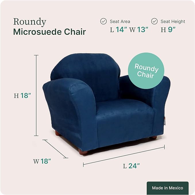 Keet Microsuede Children's Chair, Roundy,Wood, Indigo - LeafyLoom