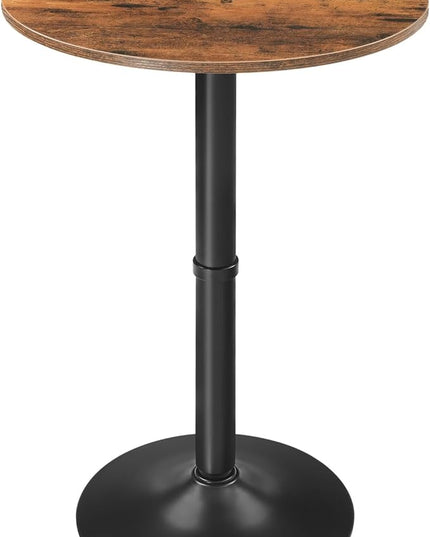 HOOBRO Round Bar Table, 35" Tall Pub Table, Cocktail Table with Base, Stable Counter Table with Non-Slip Base for Narrow Space, Bar Height Table for Kitchen, Easy to Assemble, Rustic Brown BF57BT01 - LeafyLoom