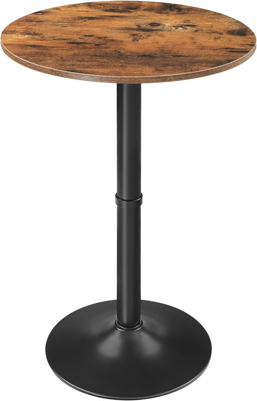 HOOBRO Round Bar Table, 35" Tall Pub Table, Cocktail Table with Base, Stable Counter Table with Non-Slip Base for Narrow Space, Bar Height Table for Kitchen, Easy to Assemble, Rustic Brown BF57BT01 - LeafyLoom