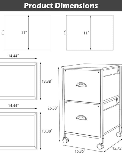 TOPSKY Mobile File Cabinet, Fabric Vertical File Cabinet for Letter Size (Black, 2 Drawer) - LeafyLoom