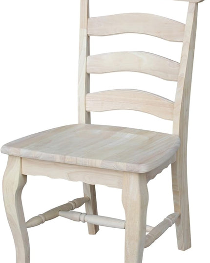 International Concepts Country french Chair with Solid Seat, Unfinished - LeafyLoom