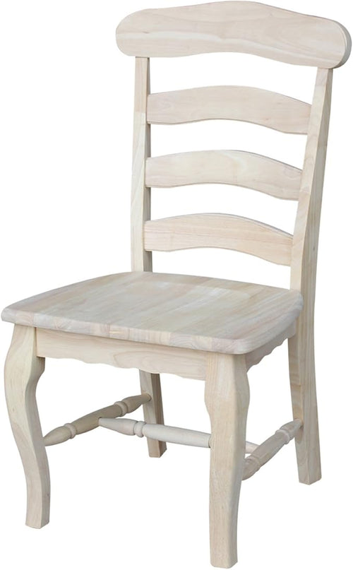 International Concepts Country french Chair with Solid Seat, Unfinished - LeafyLoom