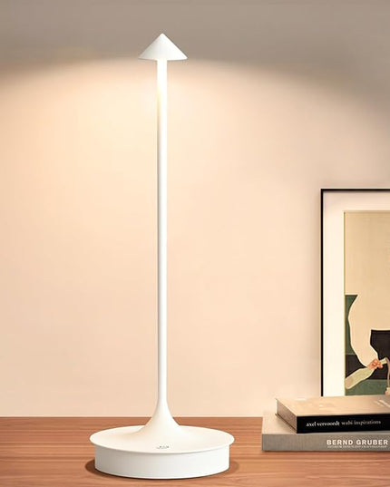Set of 2 Cordless Table Lamp Rechargeable, Battery Operated Desk Lamp, 4000mAh LED Touch Lamp, Dimmable Portable Outdoor Waterproof Wireless Table Light for Restaurants/Bars/Outdoor(1PC, White) - LeafyLoom