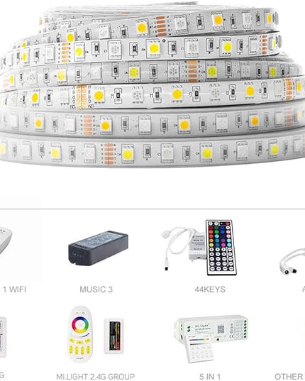 BTF-LIGHTING 5050 RGBW RGB+Warm White(2700K-3000K) 150RGB+150White LED Tape Light 5m 16.4ft 60LED/m Multi-Colored IP30 10mm Width FPCB DC12V for Bedroom Home Decoration(No Adapter or Controller) BTF-LIGHTING