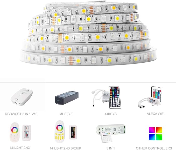 BTF-LIGHTING 5050 RGBW RGB+Warm White(2700K-3000K) 150RGB+150White LED Tape Light 5m 16.4ft 60LED/m Multi-Colored IP30 10mm Width FPCB DC12V for Bedroom Home Decoration(No Adapter or Controller) BTF-LIGHTING