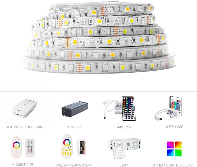 BTF-LIGHTING 5050 RGBW RGB+Cool White(6000K-7000K) 150RGB+150White LED Tape Light 5m 16.4ft 60LED/m Multi-Colored IP30 10mm Width FPCB DC12V for Bedroom Home Decoration(No Adapter or Controller) BTF-LIGHTING
