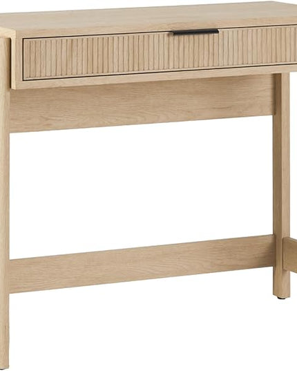 Walker Edison Office Writing and Computer Desk Spacious Desktop, Complementary in Living Spaces, 38 Inch, Reeded Coastal Oak - LeafyLoom