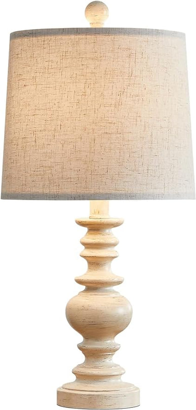 BOBOMOMO Resin 20.5" Farmhouse Lamps for Bedrooms Retro Side Table Lamps Bedside Lamp for Side Nightstand Living Room,Suitable for Decorating Small Areas（1 Pack） - LeafyLoom