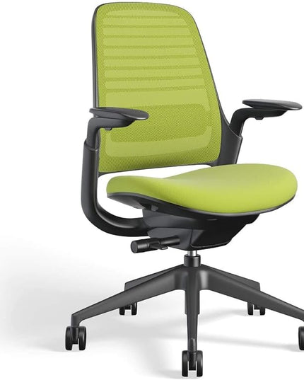Steelcase Series 1 Office Chair - Ergonomic Work Chair with Wheels for Carpet - Helps Support Productivity - Weight-Activated Controls, Back Supports & Arm Support - Easy Assembly - Wasabi - LeafyLoom