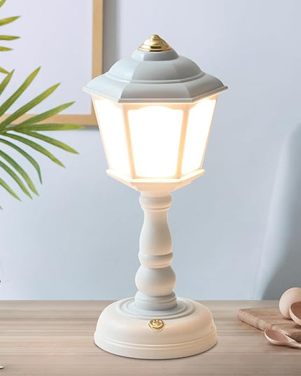 Mini Desk lamp Vintage, LED Desk Lamp Dimmable Table Lamp Reading Lamp with USB Charging Port, Sensitive Control, Eye-Caring Office Lamp,Very Beautiful Decorative Desk lamp (White) - LeafyLoom