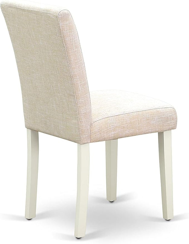 East West Furniture 1NDAB5-LWH-02 5 Piece Modern Dining Set Includes a Rectangle Wooden Table with Dropleaf and 4 Light Beige Linen Fabric Upholstered Chairs, 30x48 Inch - LeafyLoom