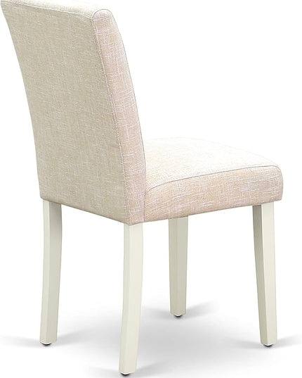 East West Furniture 1NDAB3-LWH-02 3 Piece Kitchen Set Contains a Rectangle Room Table with Dropleaf and 2 Light Beige Linen Fabric Parson Dining Chairs, 30x48 Inch - LeafyLoom