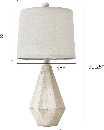 PoKat 20.25'' Table Lamp Set of 2, Bedside Lamp for Nightstand, Small Lamp for Bedroom, Bedroom Lamps for Living Room, Farmhouse Lamp for Nursery, White - LeafyLoom