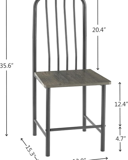 NicBex Small Dining Table for 2 Kitchen Table and Chairs Square Glass Tempered Dining Table with 4 Legs and 2 Metal Chair for Home Office Kitchen Dining Room, Antique Brown - LeafyLoom