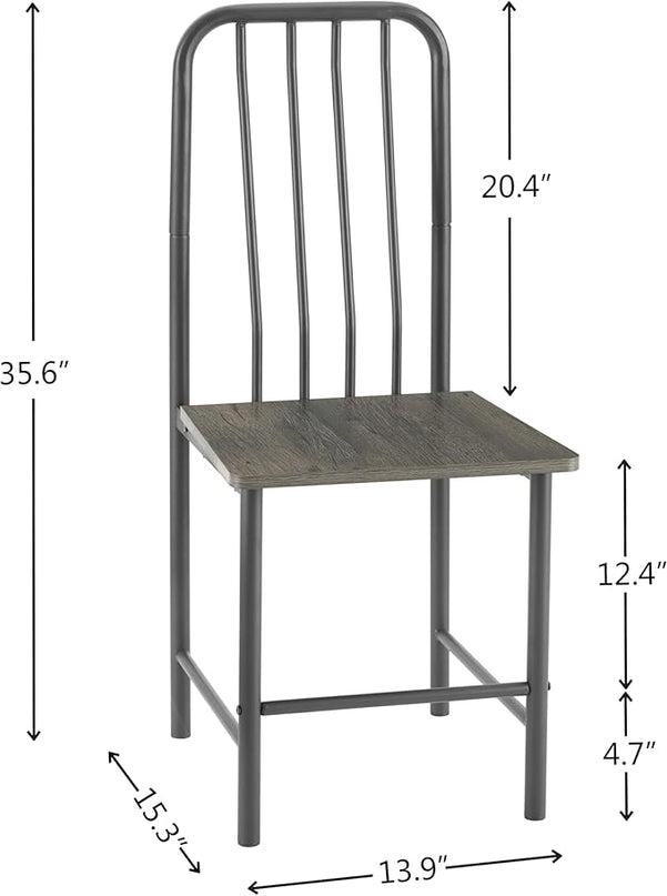 NicBex Small Dining Table for 2 Kitchen Table and Chairs Square Glass Tempered Dining Table with 4 Legs and 2 Metal Chair for Home Office Kitchen Dining Room, Antique Brown - LeafyLoom