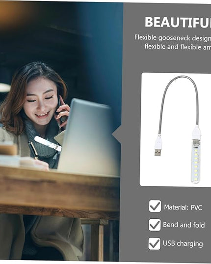 ARTIBETTER 2pcs U Disk Night Light Led Reading Light Plug in Led Night Light Outdoor Camping Light Gooseneck 8 Leds Night Lamp Atmosphere Light USB Light Indoor Computer Jianpan Student PVC - LeafyLoom