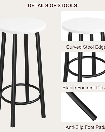 IDEALHOUSE Counter Height Dining Table with Stools, Bar Table Set with 3 Storage Shelves, 3 Piece Dining Table Set for Small Space, Apartment, Kitchen, White - LeafyLoom