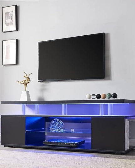 NicBex TV Stand for 70 Inch TV LED Gaming Entertainment Center Media Storage Console Table with Large Sliding Drawer & Side Cabinet for Living Room,Bedroom,63 Inch,Black - LeafyLoom