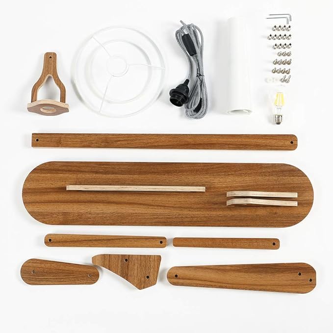 Cool Tall Floor Lamp Decorative Reading Standing Wood Swing Arm Wood Lighting for Corner Kids Boys Girls Bedroom Living Room Home Improvement Office Farmhouse - with LED Bulb (Walnut) - LeafyLoom