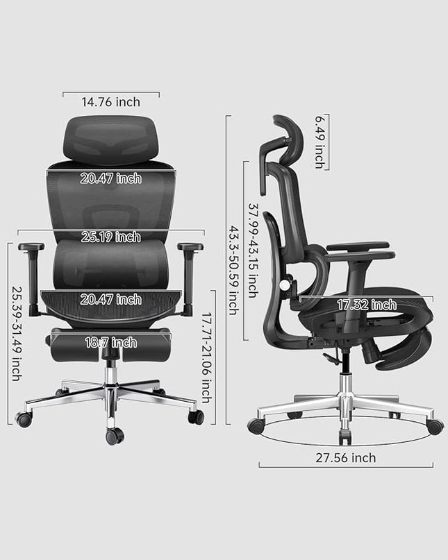 Hbada Ergonomic Office Chair with 3D Adjustable Armrests, Adjustable Lumbar Support High Back for Computer Chair, Big and Tall Mesh Office Chair, Home Office Desk Chairs Black - LeafyLoom