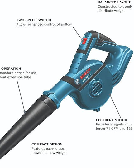 BOSCH GBL18V-71N 18V Cordless Compact Blower, 167 MPH (Bare Tool) - LeafyLoom