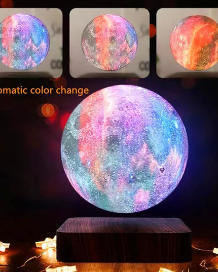Levitating Moon Lamp Floating and Spinning in Air Freely with Gradually Changing LED Lights Between 3 Colors,Suitable for Room and Office Decoration, Black Technology Products - LeafyLoom