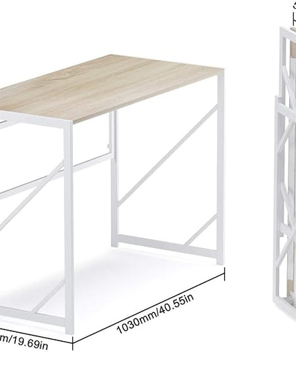 Elephance 40" Folding Computer Desk No Assembly Needed Foldable Small Home Office Desk Study Writing Desk Gaming Table for Small Space (Beige) - LeafyLoom