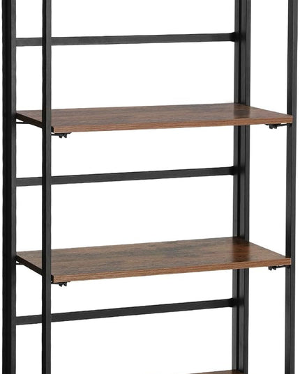 VASAGLE Industrial Bookshelf, Folding Bookcase, 4-Tier Ladder Shelf, Wood Look Accent Furniture with Metal Frame, for Home Office Sturdy and Stable ULLS88X - LeafyLoom