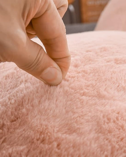 A Nice Night Faux Fur Soft Reading Pillow Bed Wedge Adult Backrest with Arms Back Support for Sitting Up in Bed/Couch for Bedrest,Pink,Large - LeafyLoom